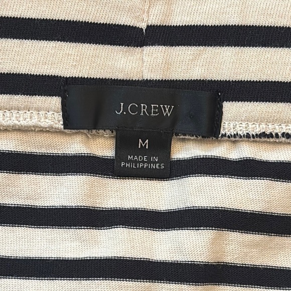 J. Crew Women’s M Black Cream Striped Pencil Mini Skirt Button Pocket Elastic - Picture 6 of 7